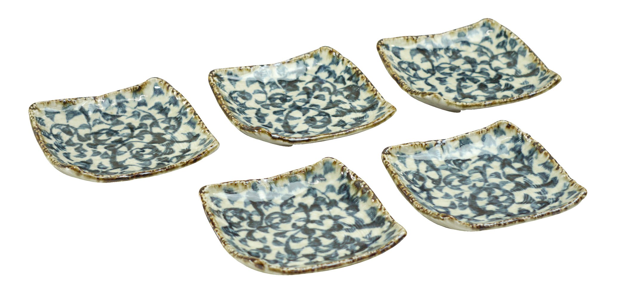 Amazon.co.jp: bloom 美濃焼 染付タコ唐草 銘々皿揃 60359 : ホーム